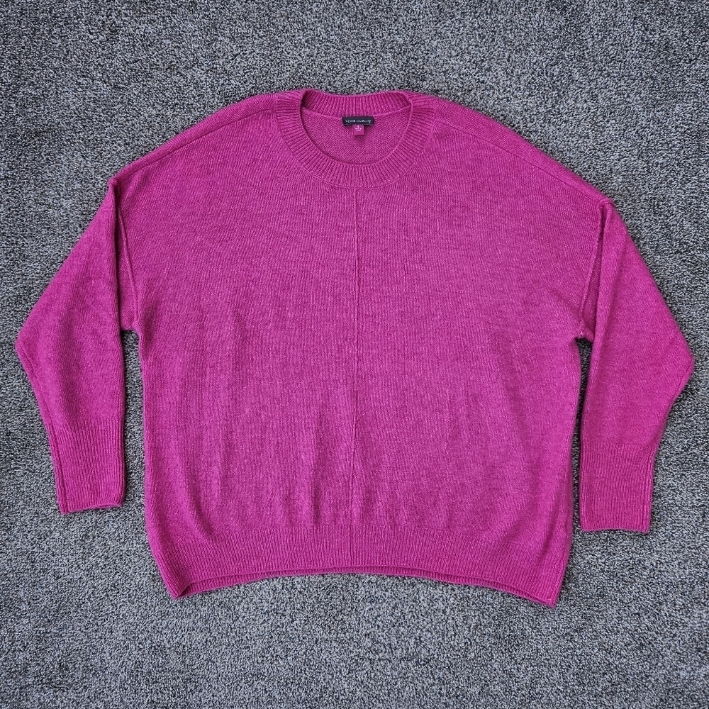 Vince Camuto Pink Knit Pullover Sweater Crewneck Shirt Oversized Womens Sz Large